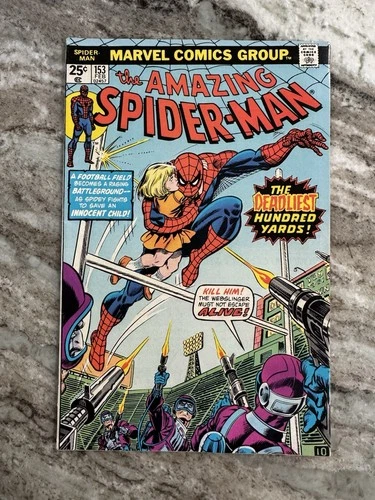 Amazing Spider-Man #153 Deadliest Hundred Yards! Marvel 1976 VF+ Beautiful Copy