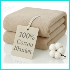 JMR 100 Cotton Waffle Blanket King Size - Lightweight Waffle Weave Throw for...