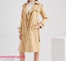 Womens Casual Lapel Belt Trench Coat Water Cotton Long Jacket Office Windbreaker