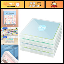 12x12 Paper Storage Organizer - 4 Pack Craft  Scrapbook Box, Portable Art Suppl