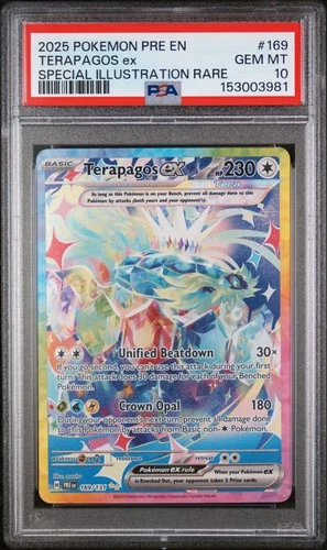 2025 POKEMON PRE EN-PRISMATIC EVOLUTIONS #169 TERAPAGOS EX PSA 10