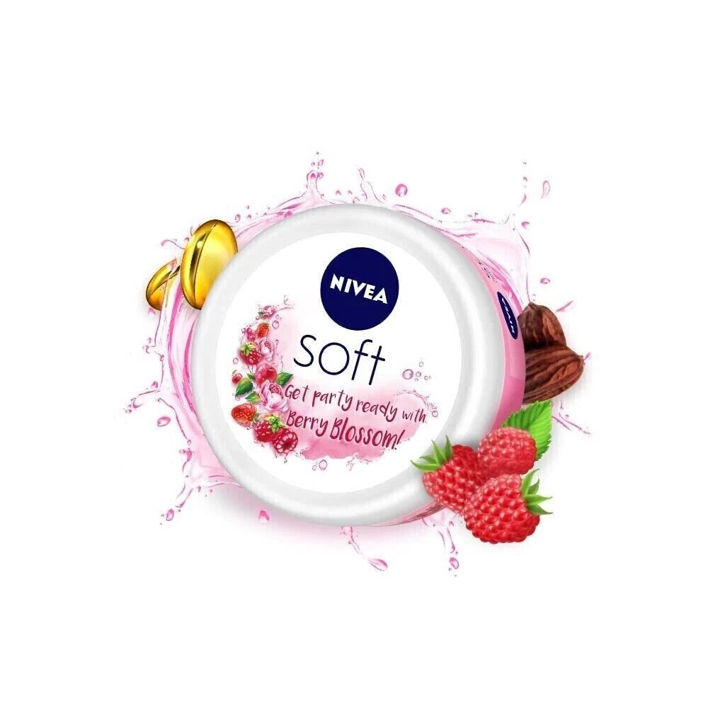 Nivea Soft Berry Blossom Light Moisturizing Cream 200ml with Free Global Shipping