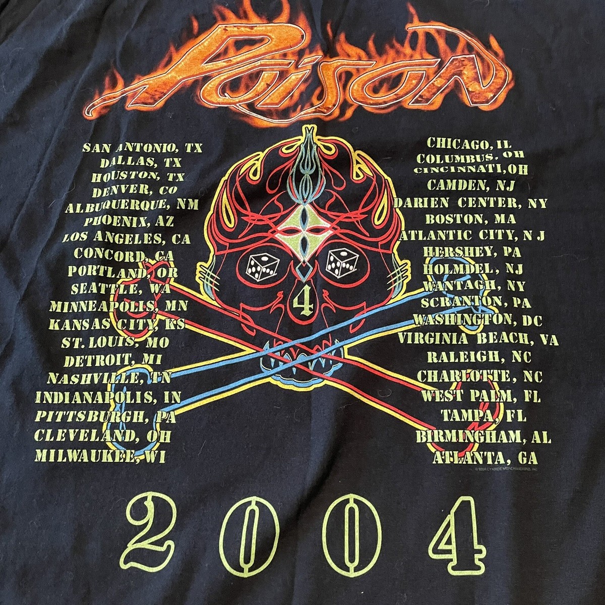 Vintage Mens 2XL Poison Rock Band Concert 2004 USA Tour Black