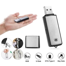 Hidden Mini Digital Dictaphone 8GB Recorder Silver Voice Recorder