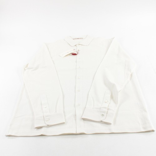 Luciano Barbera NWT Button Up Sport Shirt Size XL Solid White Knit Cotton - Picture 5 of 10