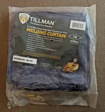 Tillman 604R610 Blue 6’ x 10’ Flame Retardant Welding Curtain Grommets 6x10 ft