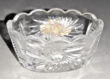 Vtg 24% Pbo Genuine Lead Crystal Open Salt Cellar Dip Dish Western Germany Label