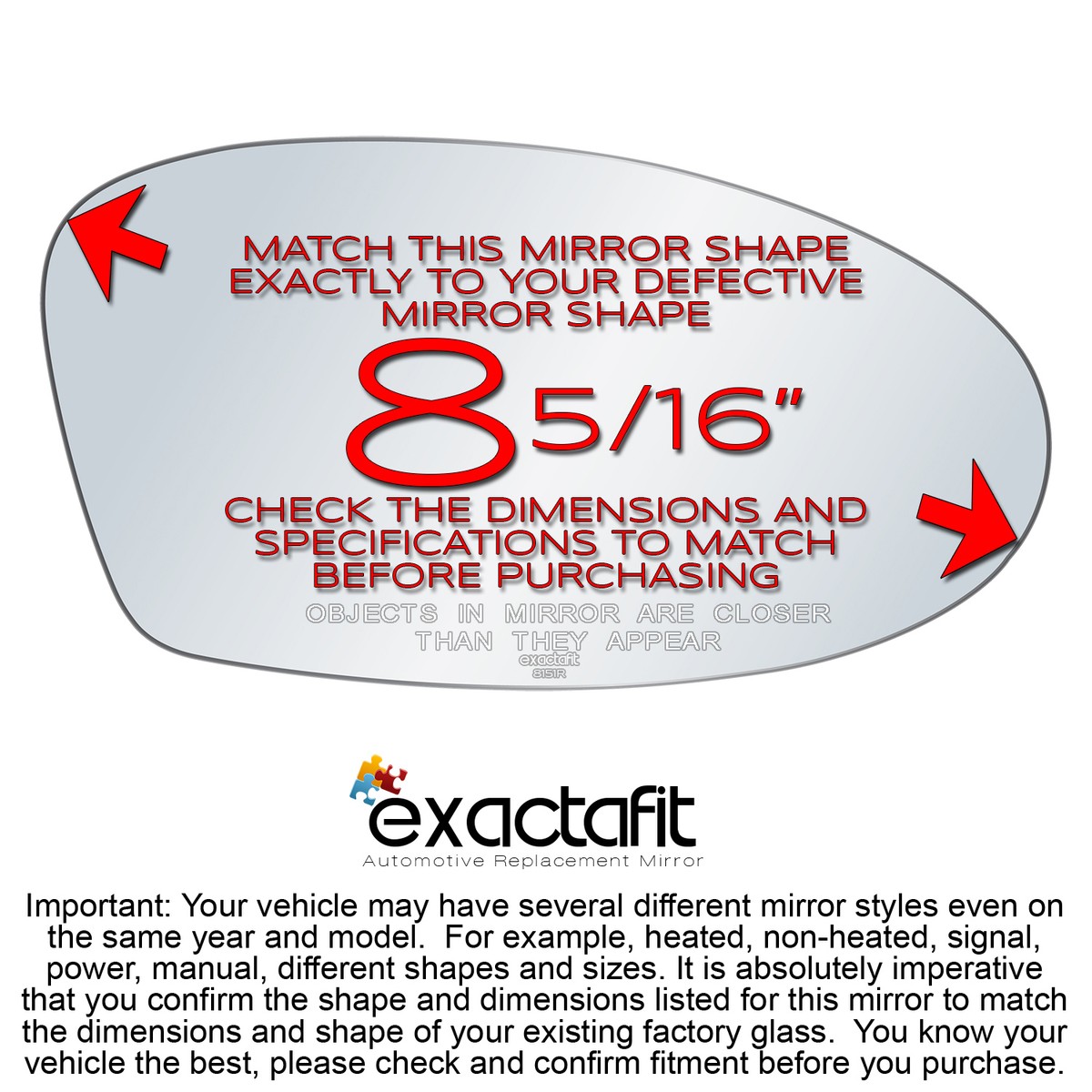 Right Mirror Glass Fix kit For 1999-2004 Alero, 2002-2005 Grand Am