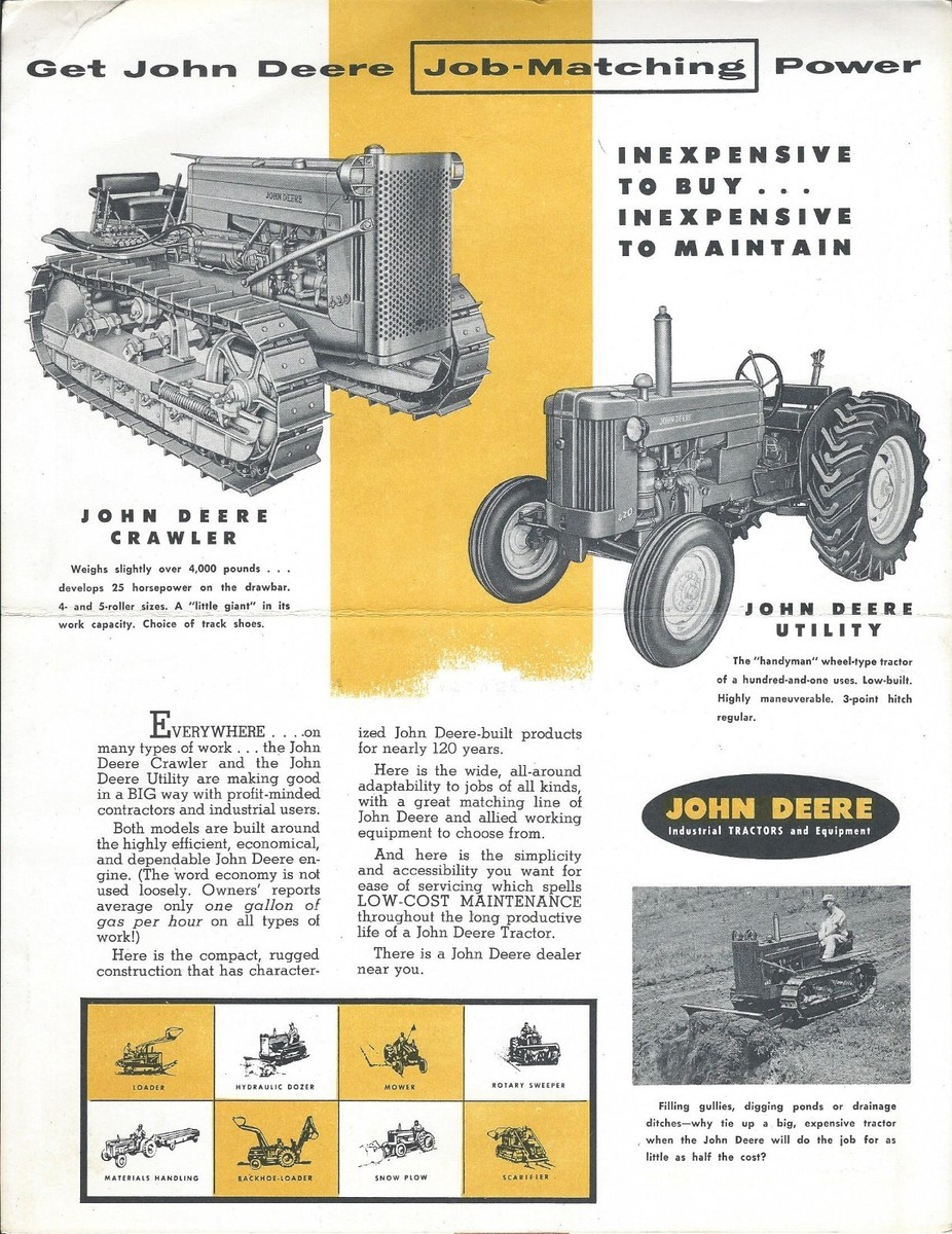 Equipment Brochure Ad - John Deere - Crawler Dozer Utility Tractor 