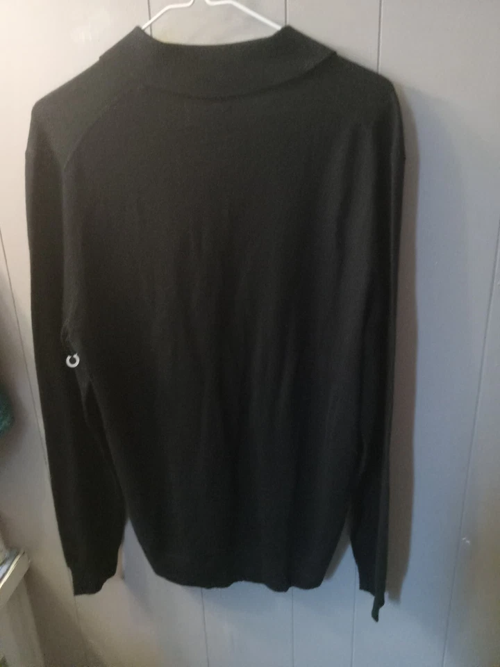 Camisa térmica negra de manga larga con cuello redondo Club Room para hombre talla S Foto 4 de 4