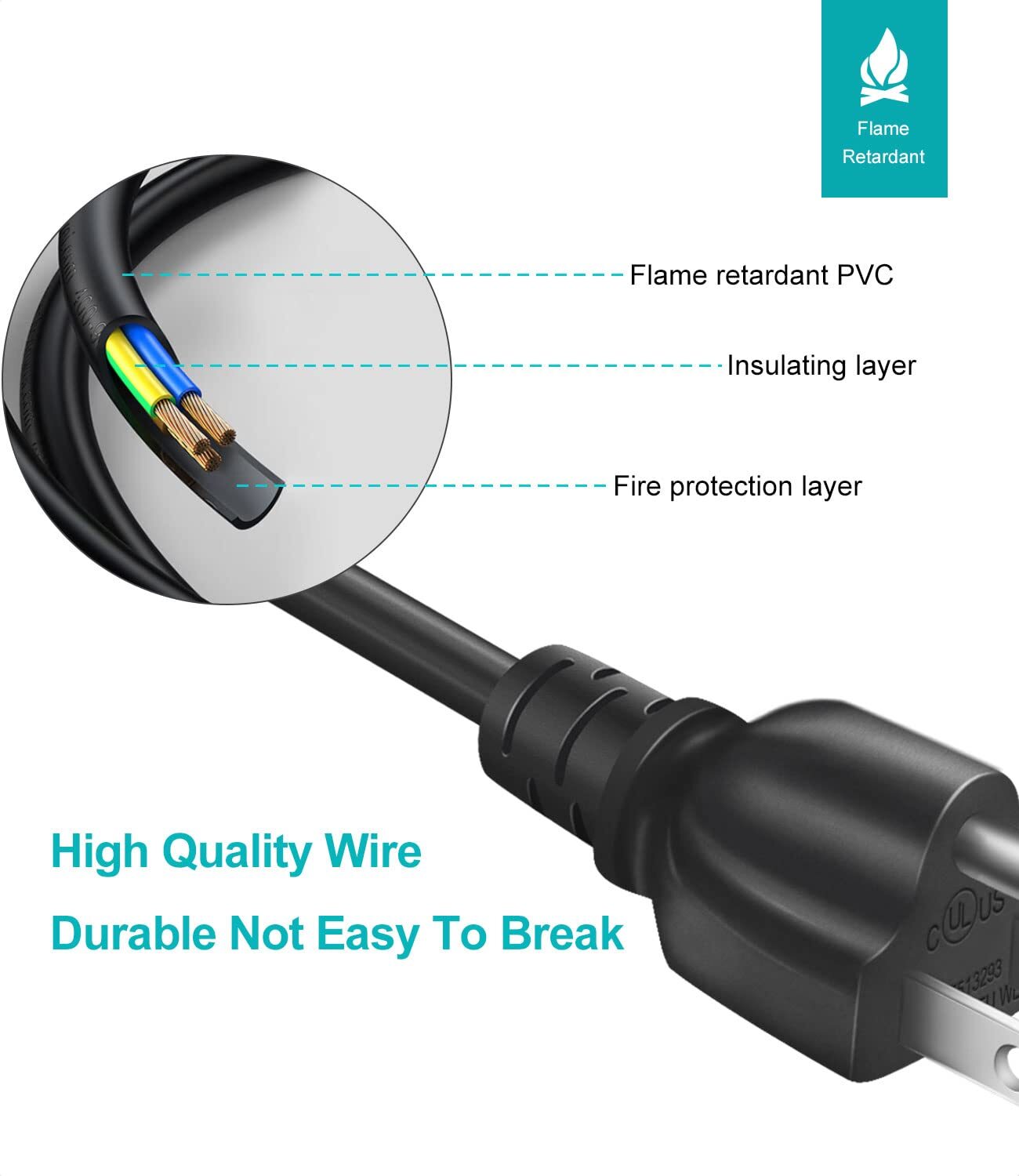 Gaming Pc Power Cord For Ibuypower Hp Dell Stgaubron Cyberpowerpc Skytech Therma