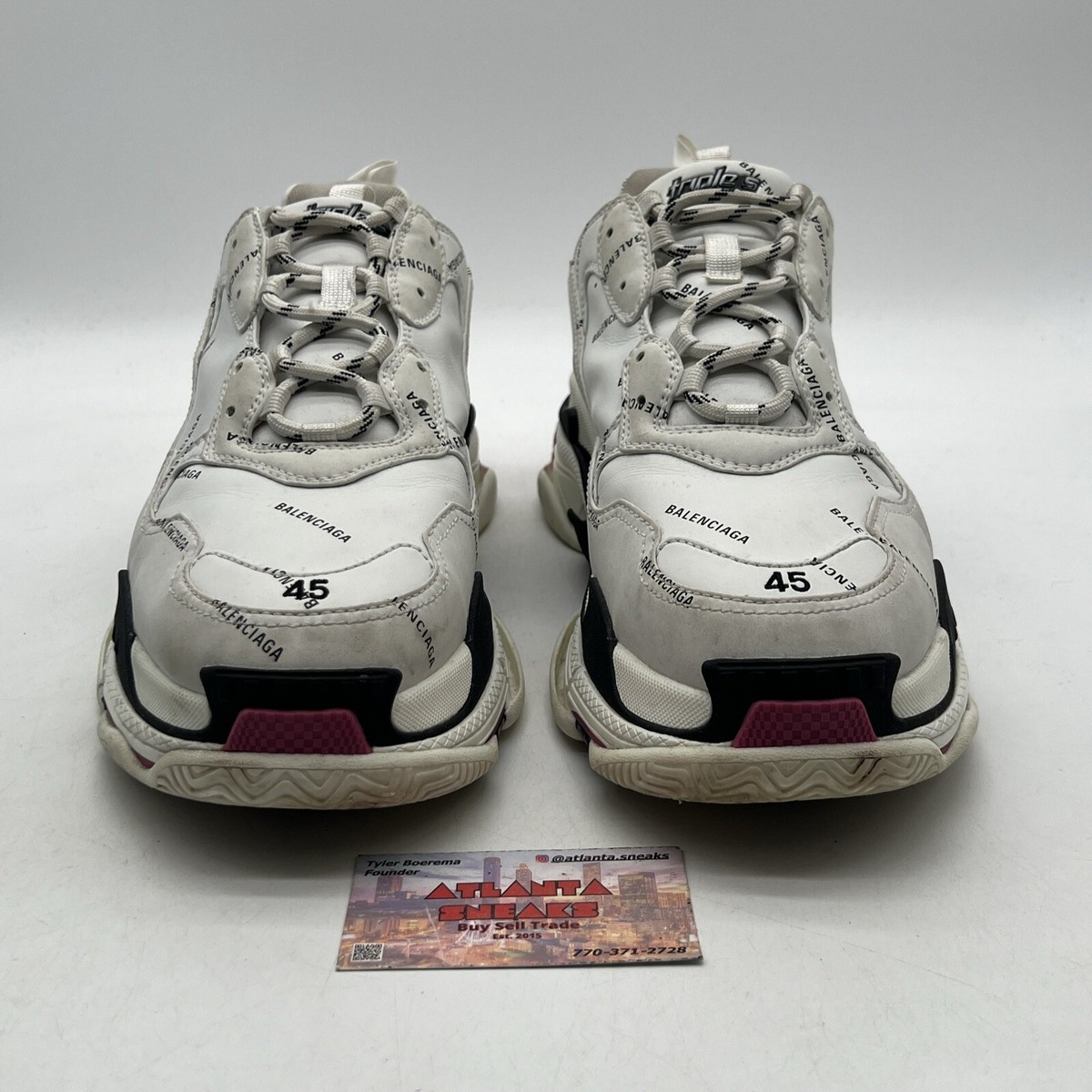 Size 12 - Balenciaga Triple S All Over Logo White Black Pink