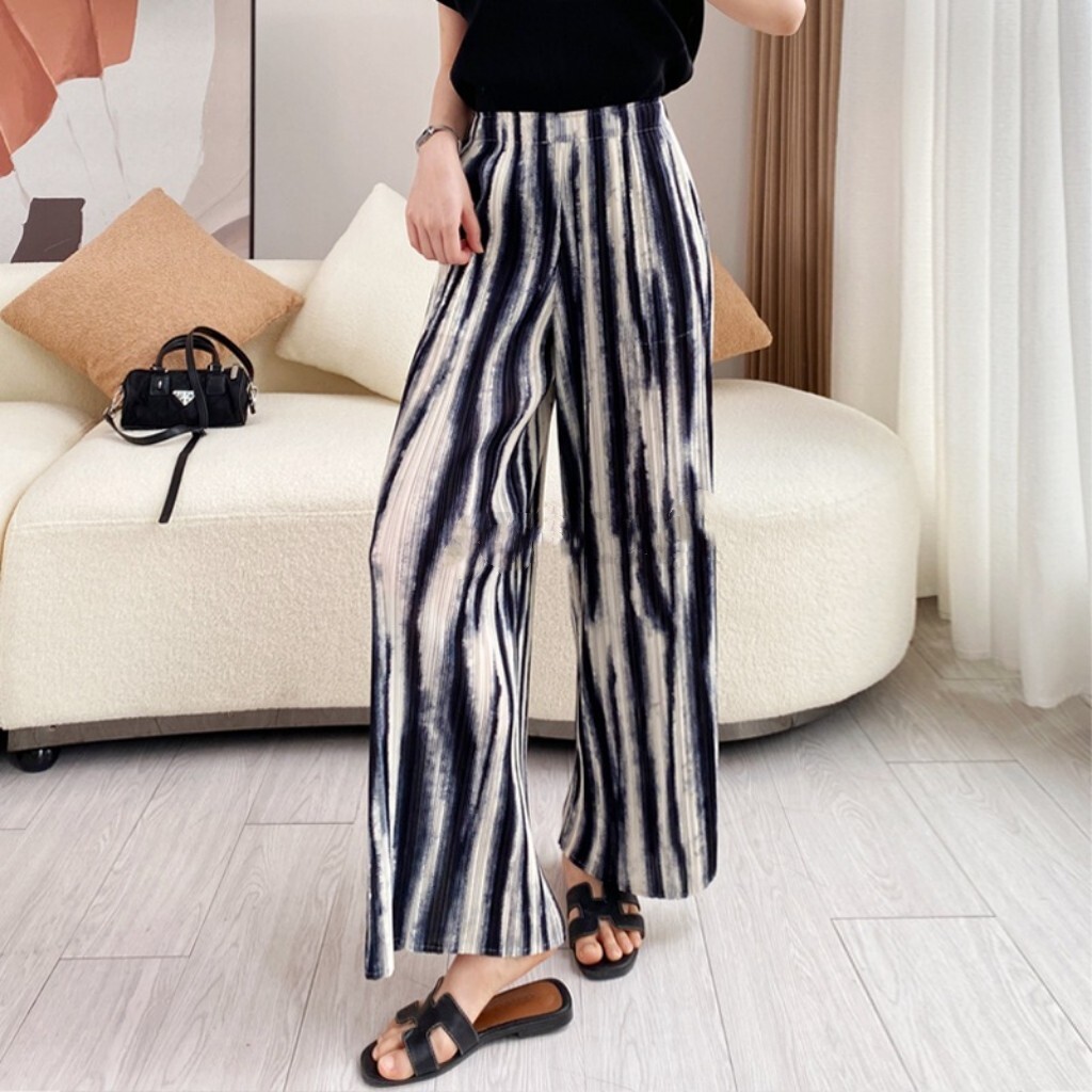 Pleats Please Issey Miyake Fabric Pleated Trouser Wide-Legged