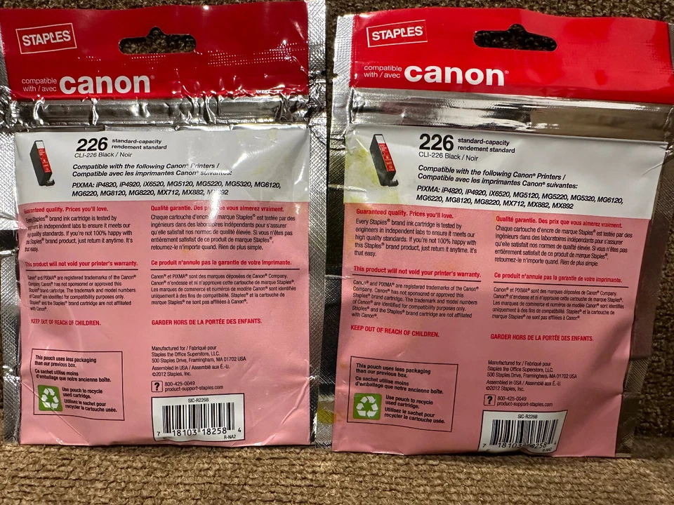 2 packs Canon Pixma 226 BK Black Ink Cartridge CLI-226 - Image 2 of 2
