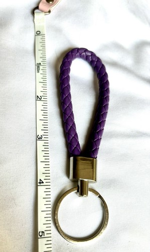 Lavender Purple Keychain Fob Lanyard Braided Faux Leather N46202-2 Matte - Picture 2 of 3