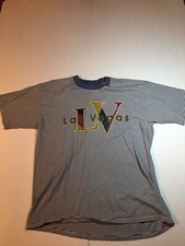 Cal Cru Vintage 90s Las Vegas t shirt Blue And White Striped Large Single Stitch