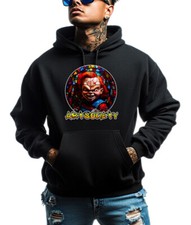 NEW Art Society STAINED GLASS CHUCKY BLACK Hoodie SMALL-4XLARGE MADE IN USA
