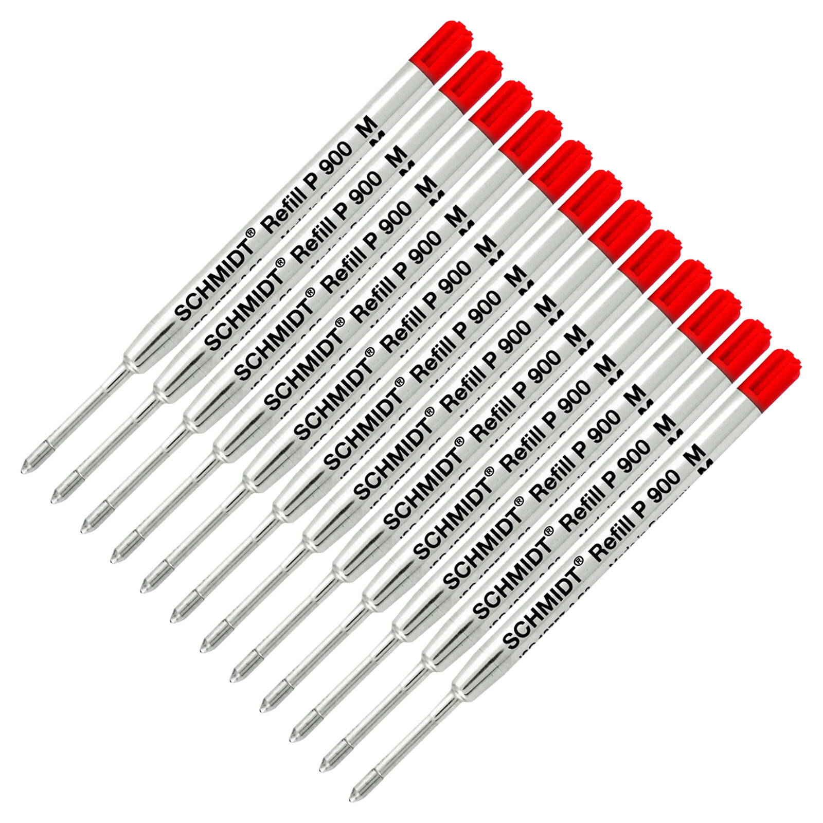 12 Pack - Schmidt P900 Red Medium Nib Parker Style Ballpoint Refill