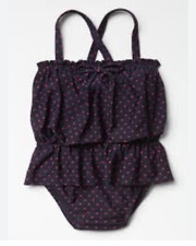 Gap Kids Navy Heart Dot Peplum 1-Piece Swimsuit  Size 5 Yrs