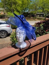 Royal Blue Women Fascinator Hat Church Tea Party Derby Handmade