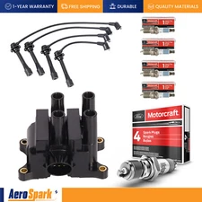 Ignition Coil + Wire Set + 4 Motorcraft Spark Plug for Ford Ranger Mazda B2300