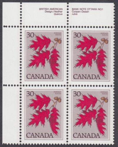 Canadá - #720 Bloque de Placas de Roble Rojo - Estampillada sin montar o nunca montada - Imagen 1 de 1
