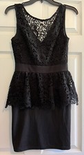 WINDSOR DRESS - Black Crochet Overlay Zipper - Size Small