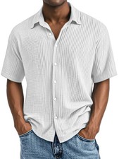 Men's Short Sleeve Button Down Shirt Casual Vacation Beach Shirts Summer Top