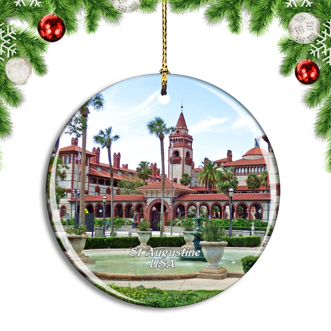 USA America St Augustine Florida Flagler Christmas ornament city travel souvenir