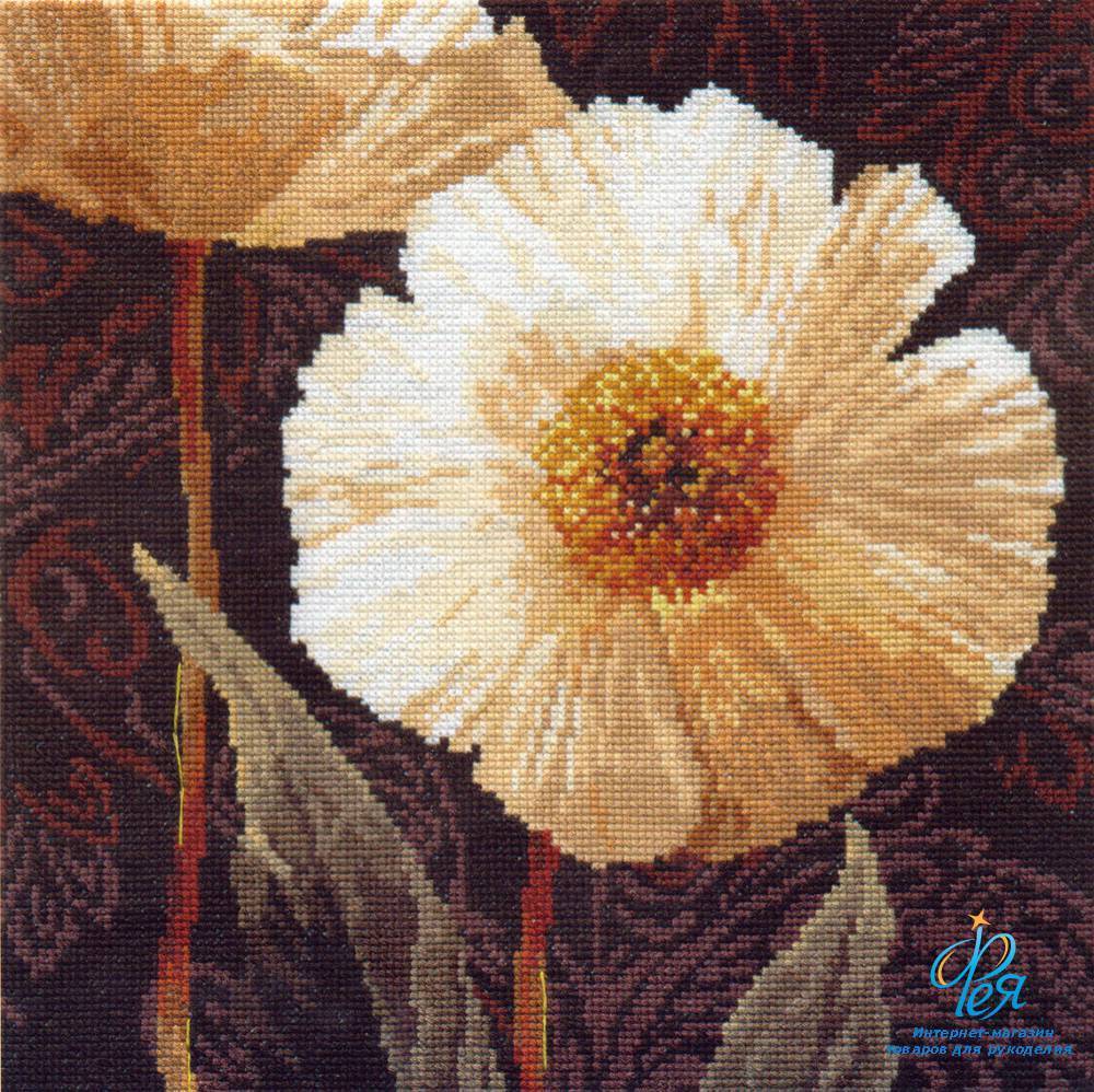 Kit broderie fleurs point de croix pour décorer un salon chaleureux 25 cm