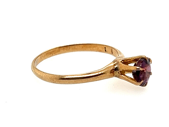 Victorian Amethyst Ring .90ct Round Solitaire Original 1880s1890s