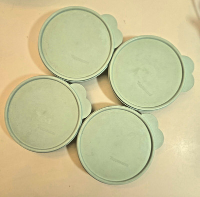 4 x Tupperware 1405-23 Round Mint Green Bowls w/ Green Lids 2541A Lot VNice SP