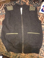 VTG LL Bean Wool Sherpa Lined Full Zip Vest Men Sz Medium USA Made Green Hunting