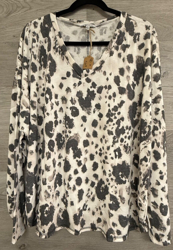 White Cheetah Blouse Neck Detail - M ...