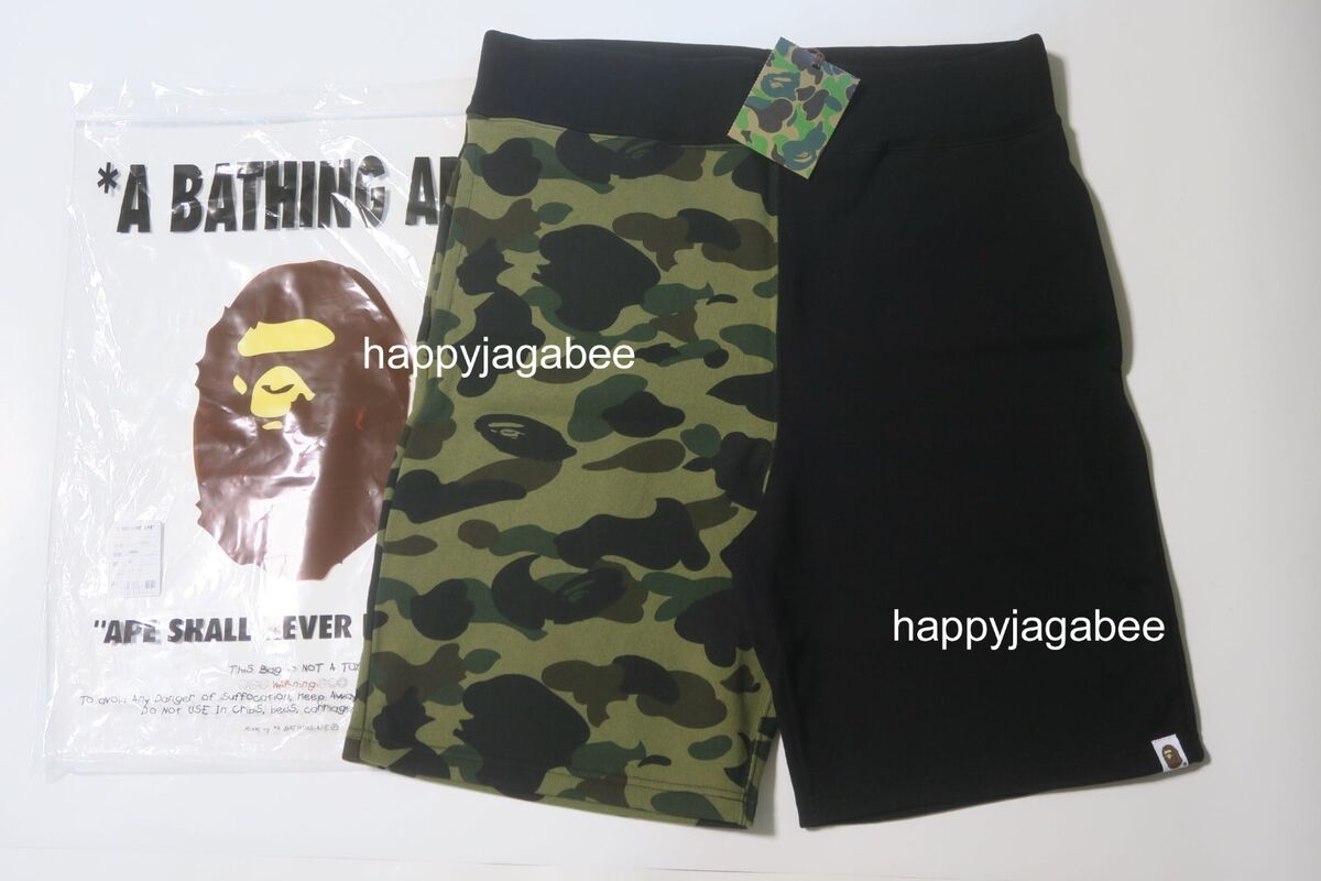 A BATHING APE Men's 1ST CAMO BACK SHARK SWEAT SHORTS A BATHING APE Men's 1ST CAMO BACK SHARK SWEAT SHORTS