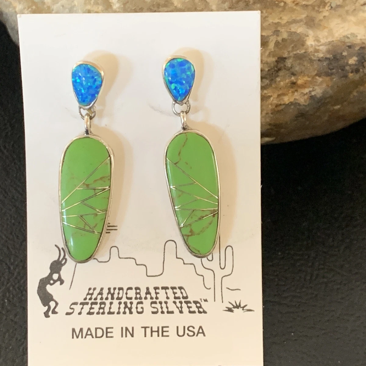 Green turquoise clearance earrings silver