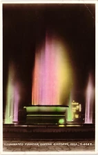 Real Photo RPPC Hand-Colored Postcard Fountain, Queens Gardens, Hull England
