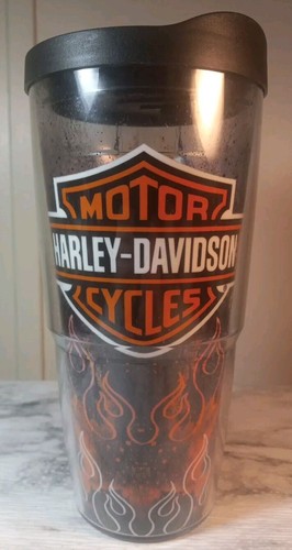Harley Davidson Motor Cycles Tervis Tumbler 24oz Flame Fire Splatter Travel Cup