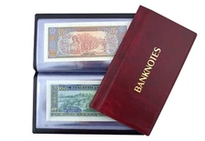 RED Pocket Size Banknote Album Albums with 20 pages 8 x 17 cm Notes Folder Book