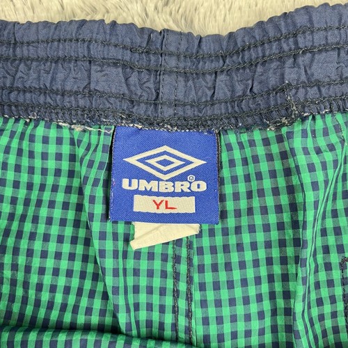 Umbro Shorts Youth Large Green Embroidered Breathable Soccer Drawstring Vintage - Picture 6 of 7