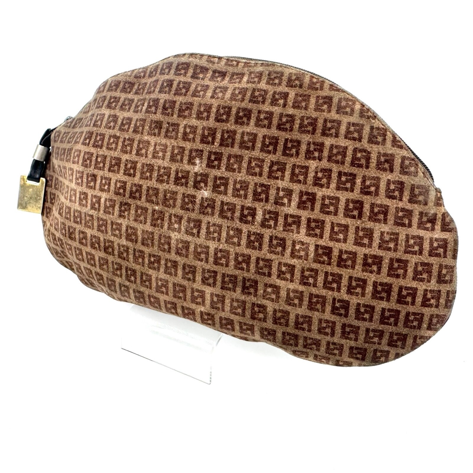 FENDI Zucchino Suede Clutch handBag cosmetic Pouch