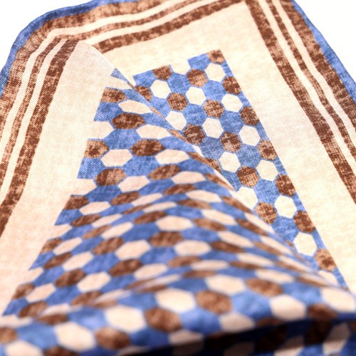 Men's 100%Silk Twill Handkerchief Denim color &brown Pocket Square 30cm 11.8in - Picture 4 of 7