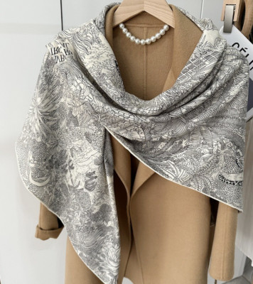 70% Cashmere & 30% Silk Wrap Scarf rainforest Print Double Face Print Shawl 51''
