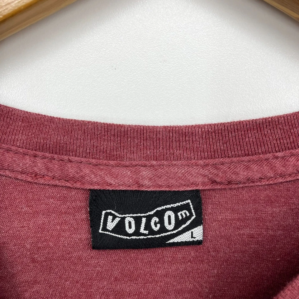 Volcom T-Shirt Men's Size L Red Logo Short Sleeve Crew Neck Cotton Blend - Image 4 of 4