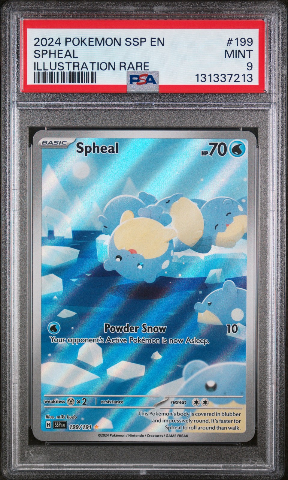 PSA 9 Spheal 199/191 Illustration Rare Surging Sparks Pokemon Card