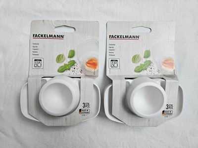 2x Fackelmann Eierbecher 3er-Set (insg. 6 Stück) Weiß mit Ablage