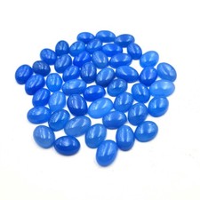 Natural Blue Chalcedony Oval Cabochon Blue Color 16 Pcs 8 10 MM 50CT