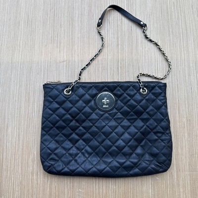 DKNY Quilted Soft Leather Handbag Shoulder Bag Chain Straps Bag