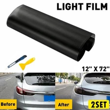 2Set Car Vinyl Taillight Headlight Wrap Film Tint Fog Light Matte Black 30*180CM