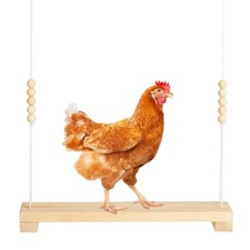 40cm Natural Wooden Chicken Swing Perch with Iron Monkey Decoration 
